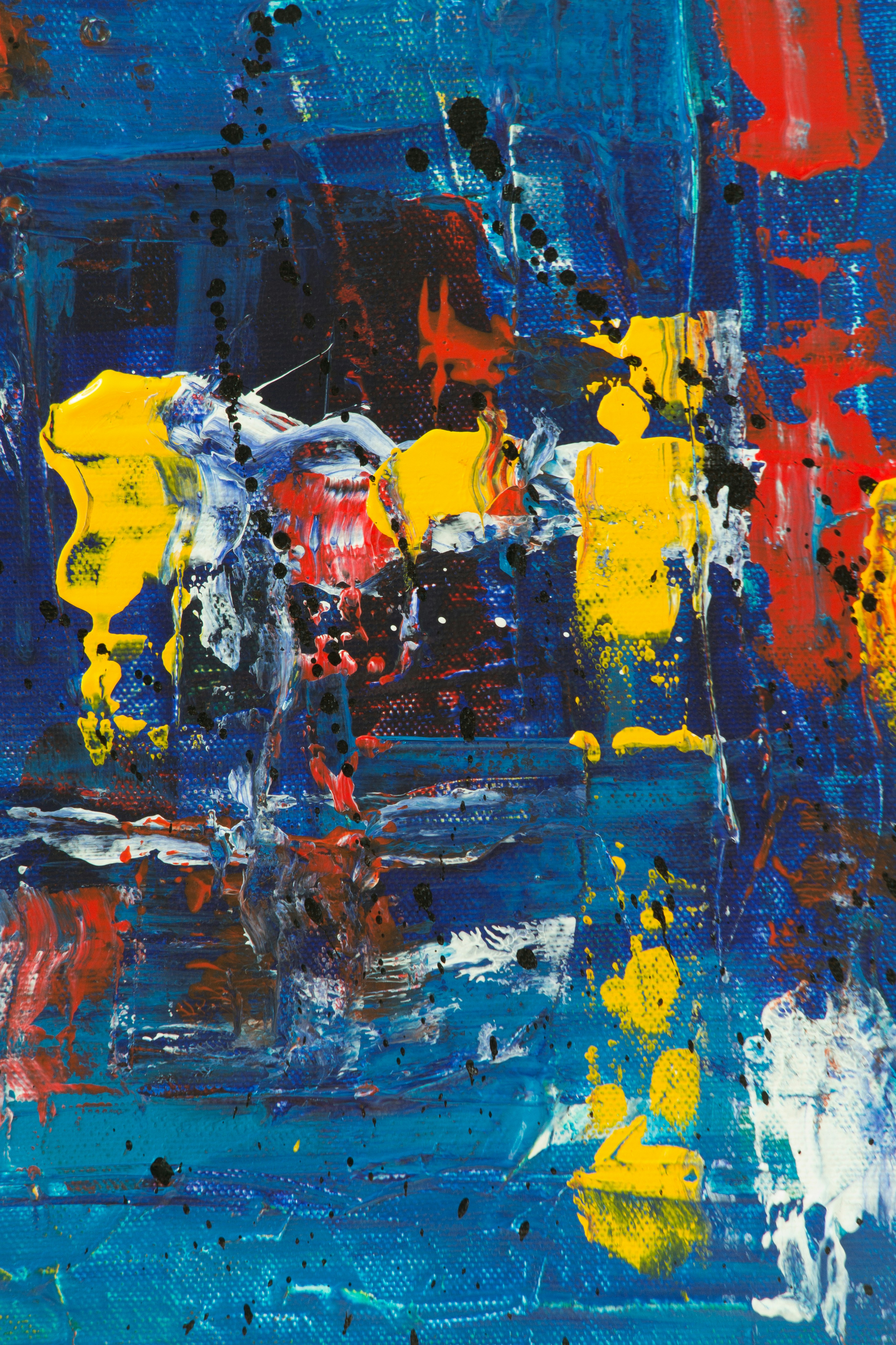 yellow red and blue abstract painting